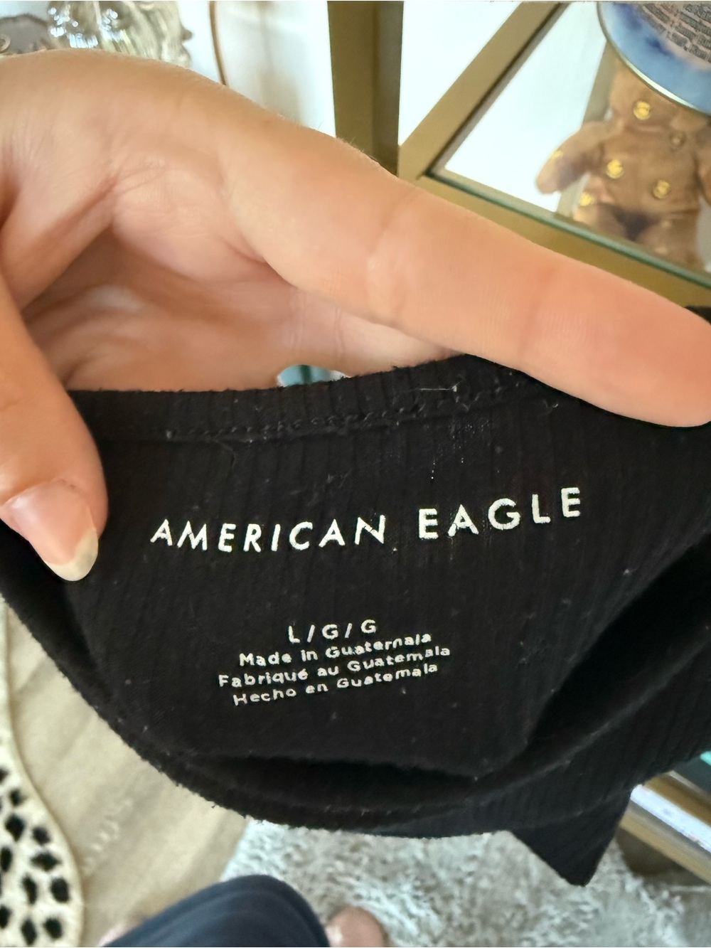 American Eagle Outfitters Black Ribbed Square-Neck Bodysuit - Picture 3 of 3